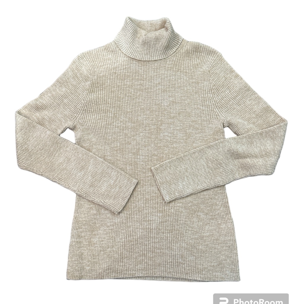 Jeanne Pierre Beige Gold Thread Turtleneck Sweater Womenâs Size M Vintage Jeanne Pierre Beige Gold Thread Turtleneck Sweater Womenâs Size M Vintage